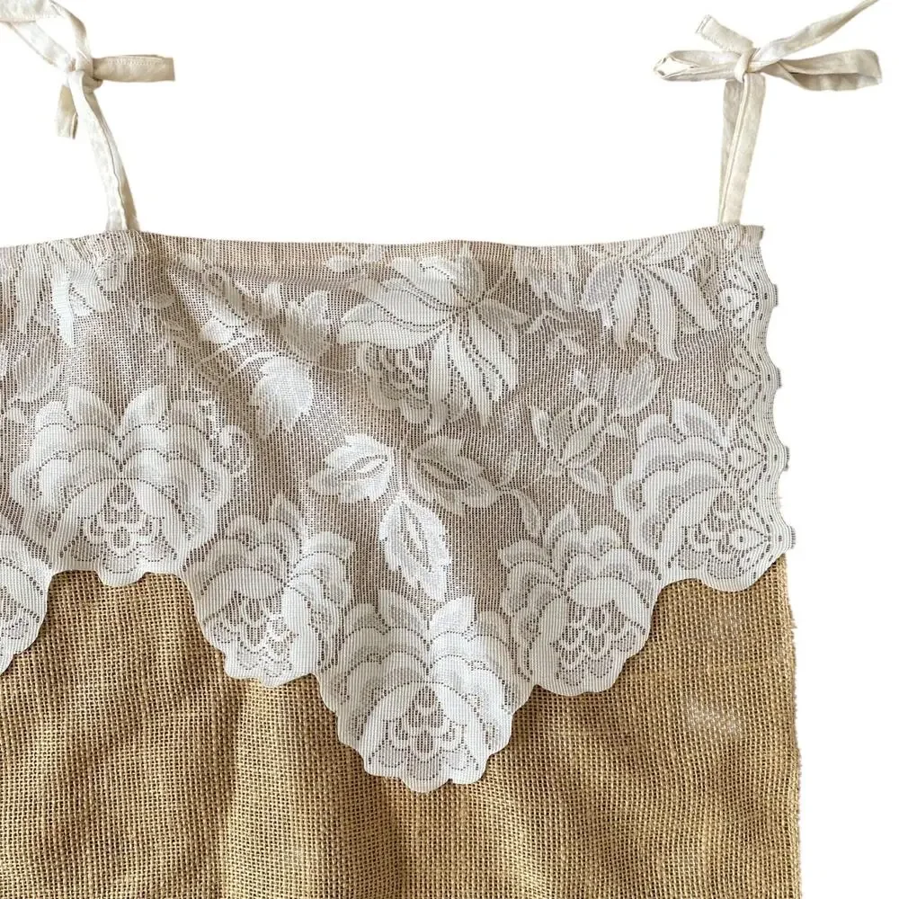 Romantic Lace Rustic Burlap Curtain Valance 53